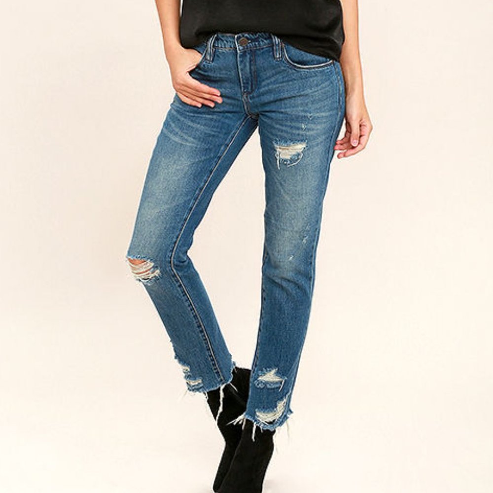 SOUTH MOON UNDER Cropped Girlfriend Jeans